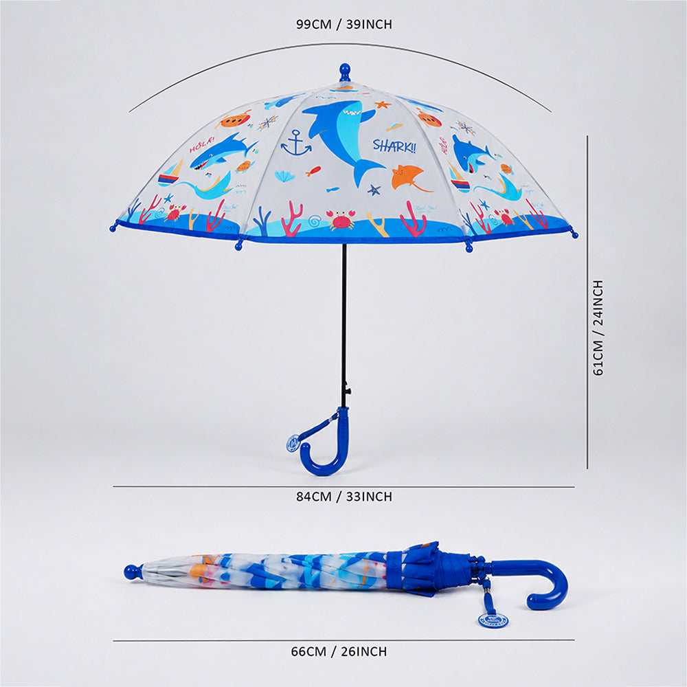 Sea Shark theme Transparent Umbrella for Toddlers & Kids