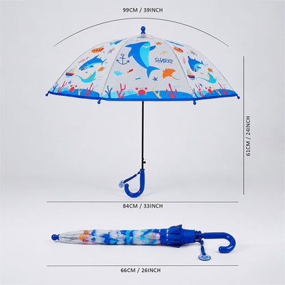 Sea Shark theme Transparent Umbrella for Toddlers & Kids