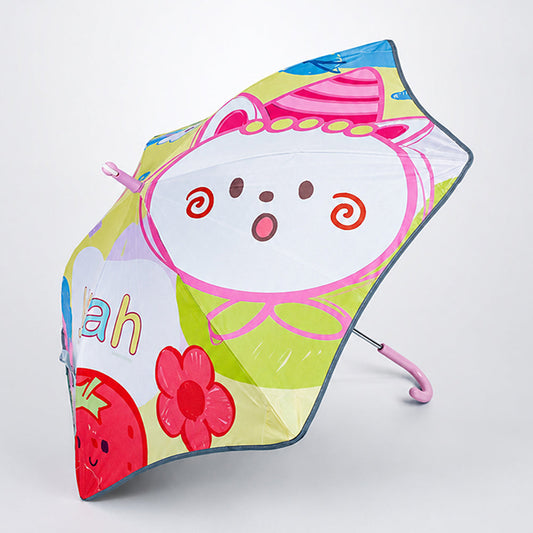 Wheel style Strawberry & Teddy Printed UPF 50+ Kids-Umbrella-5-10Y