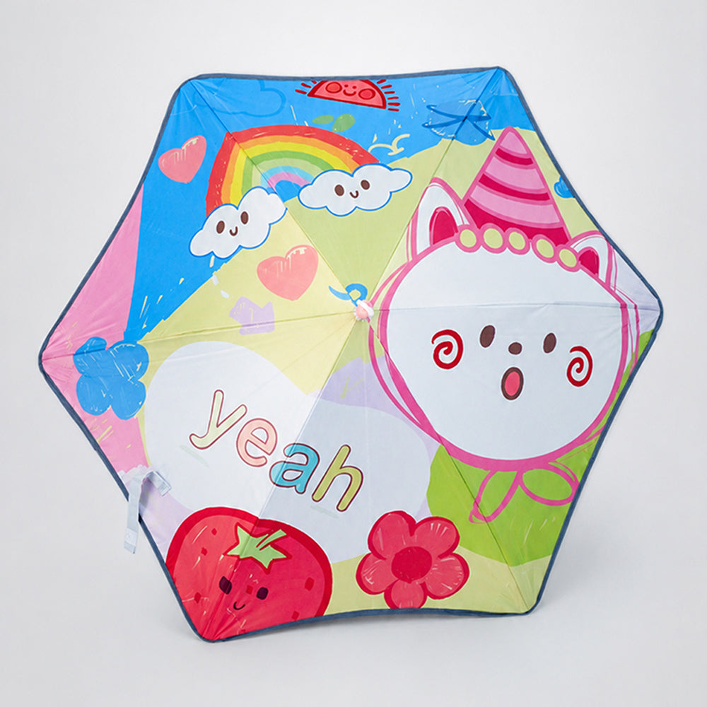 Wheel style Strawberry & Teddy Printed UPF 50+ Kids-Umbrella-5-10Y