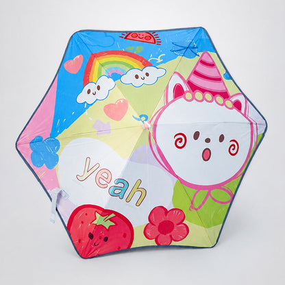 Wheel style Strawberry & Teddy Printed UPF 50+ Kids-Umbrella-5-10Y