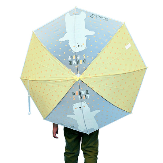 Yellow Translucent Brave Spirit Kelly Jo Teddy print, Rain and All-season Umbrella for Kids & Adults - Little Surprise Box