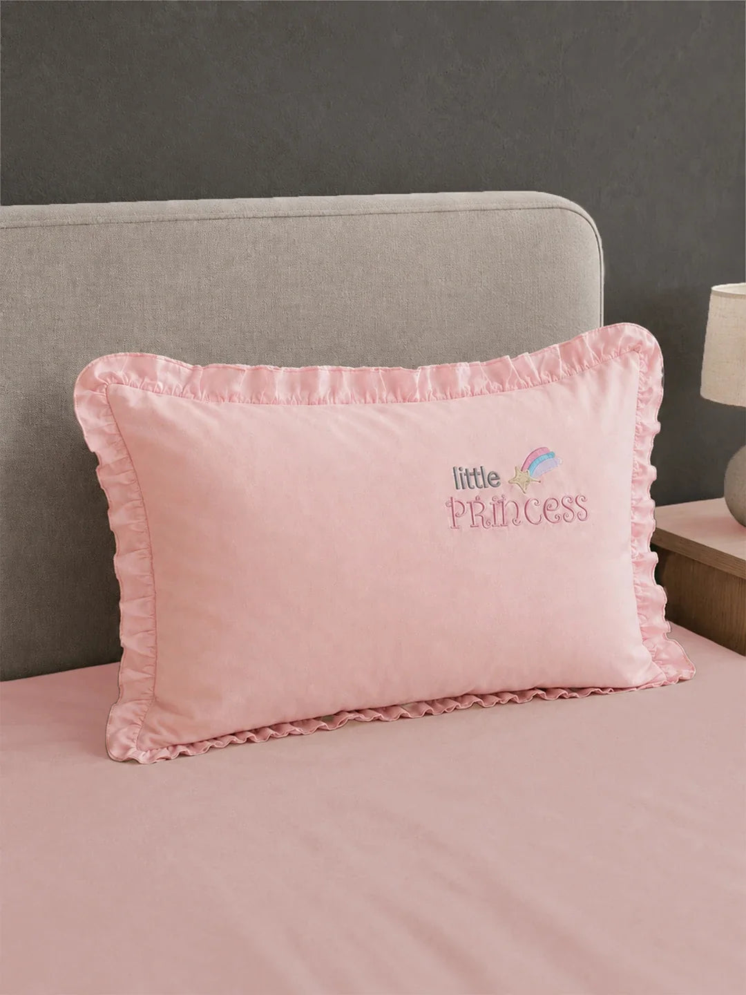 4 Pcs Unicorn & Princess Theme Embroidered Single Bed Bedding Set