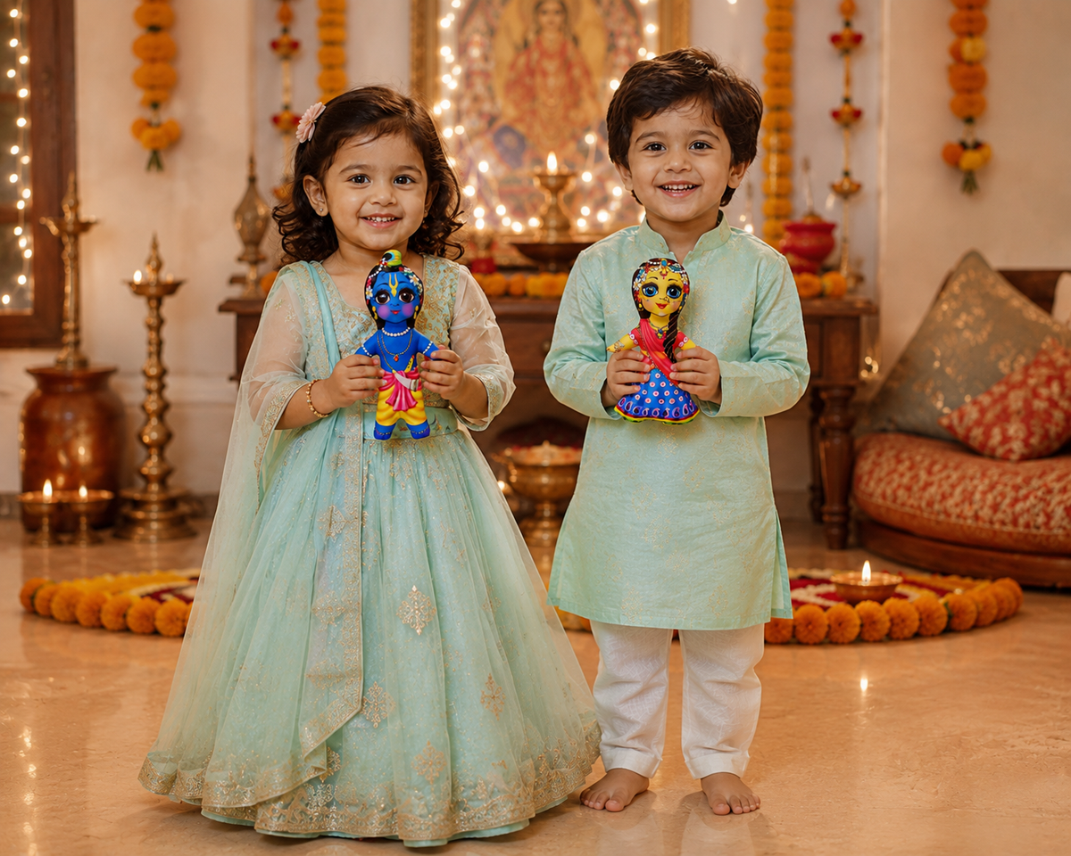 Lord Krishna and Goddess Radha Plush Dolls