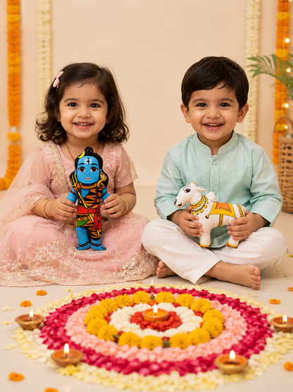 Lord Shiva and Nandi Bull Plush Dolls