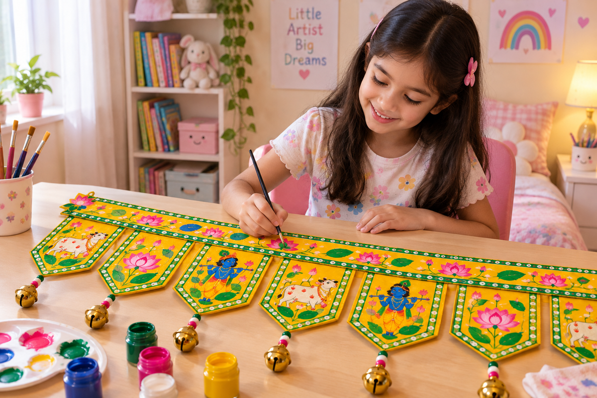 DIY Festive Toran Activity Kit – Maroon & Yellow