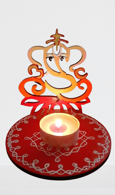 DIY Wooden Lord Ganesha Tealight Holder Kit
