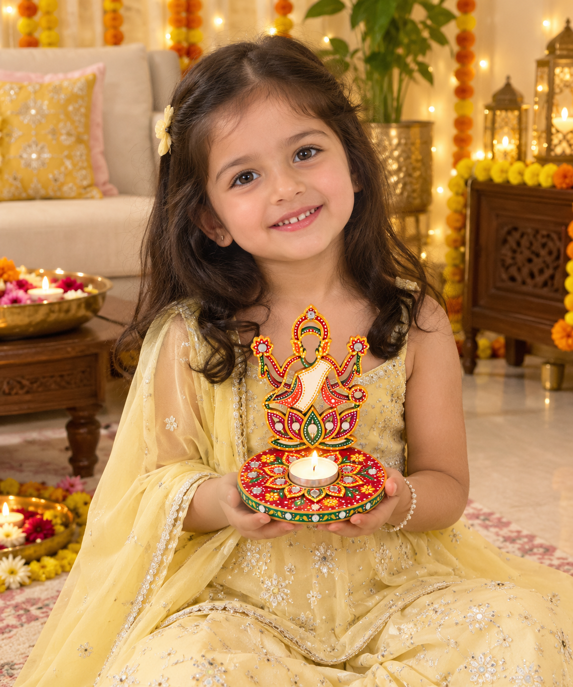 DIY Wooden Goddess Lakshmi Tealight Holder Kit