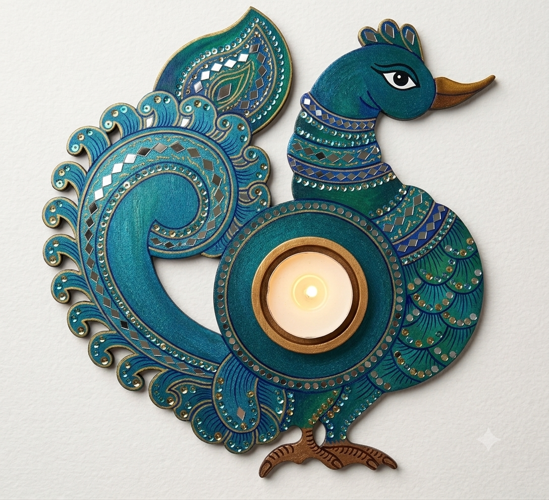 DIY Wooden Peacock Tealight Activity Kit