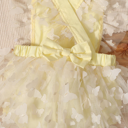 Baby Girl Butterfly Tulle Romper Dress – Yellow