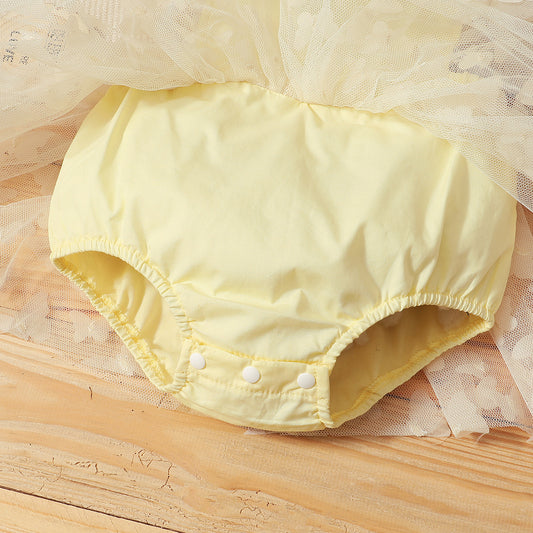 Baby Girl Butterfly Tulle Romper Dress – Yellow