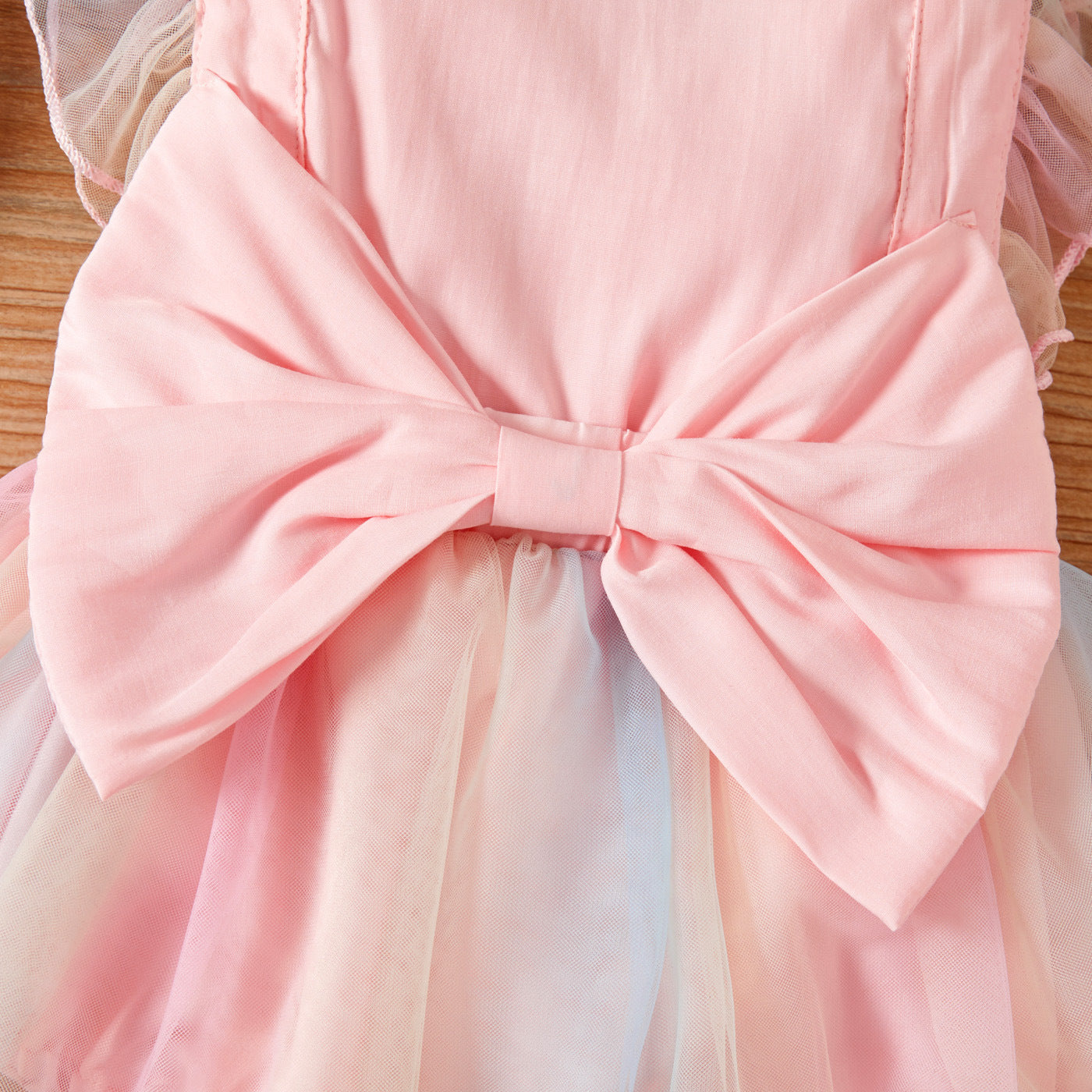 Baby Girl Rainbow Tulle Romper Dress – Pink