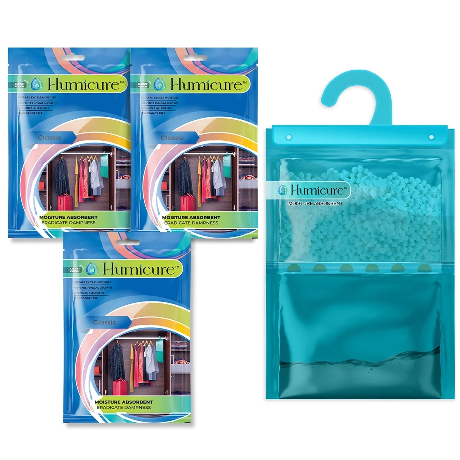 Humicure Moisture Absorber Hanging Bags - 400g / 1L Rose & Lavender 3