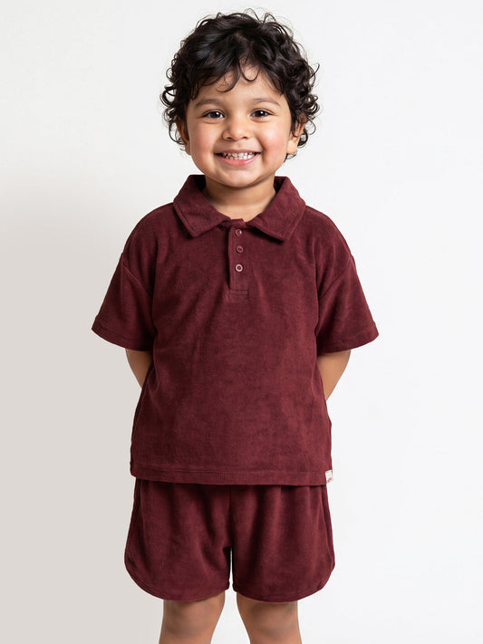Fun in the Sun Oversized Coord Set for Boys (Maroon)