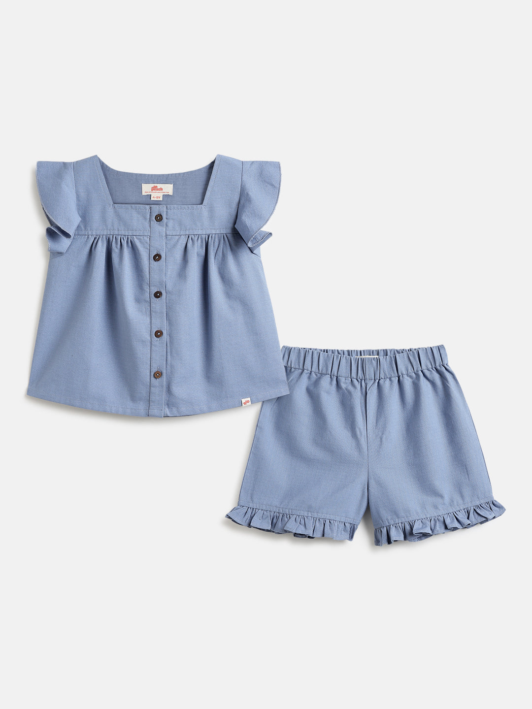 All Occasion Self Textured Coord Set for Girls (Blue)