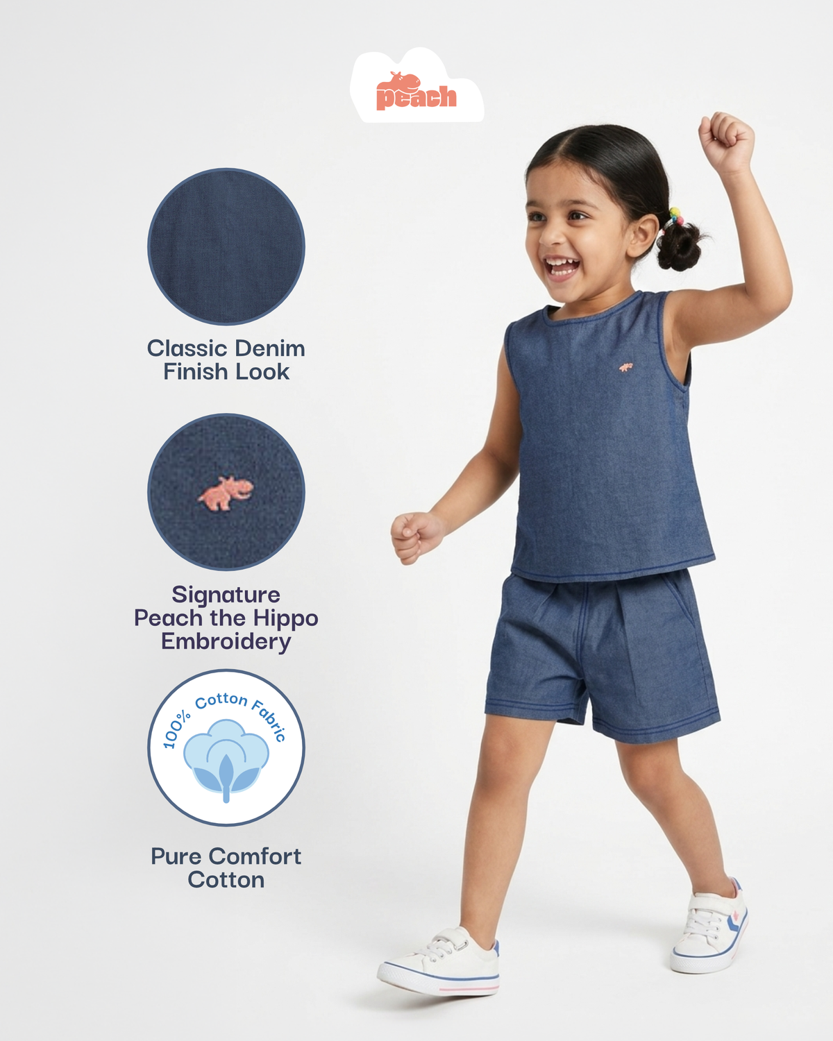 Just Like Denim Coord Set for Girls (Blue)