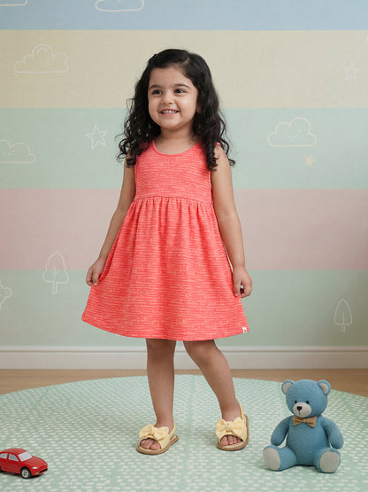 Animals in a Line Cross Back Dress for Girls (Pink)
