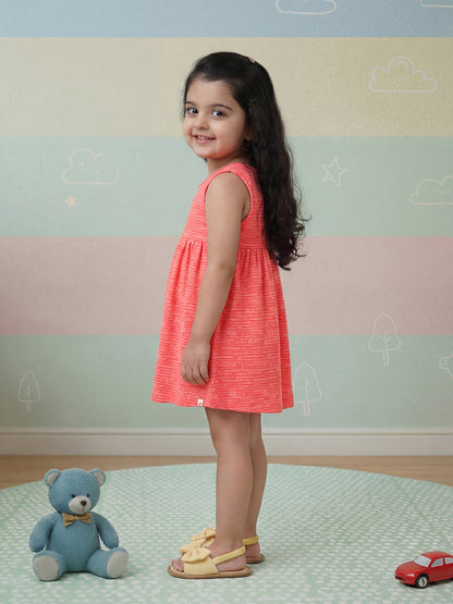 Animals in a Line Cross Back Dress for Girls (Pink)