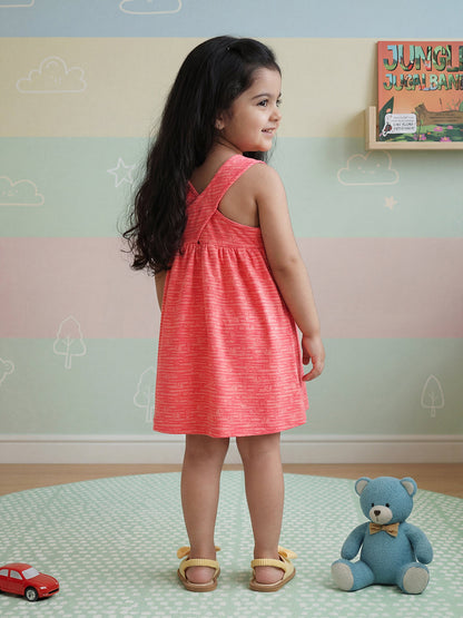 Animals in a Line Cross Back Dress for Girls (Pink)