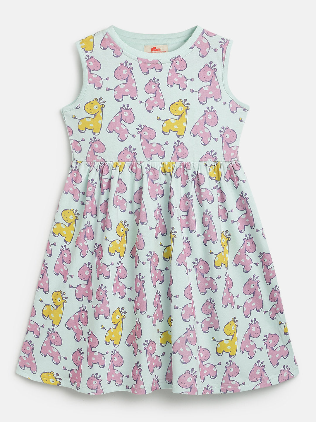 Breezy Day Printed Sleeveless Dress for Girls (Sky Blue)