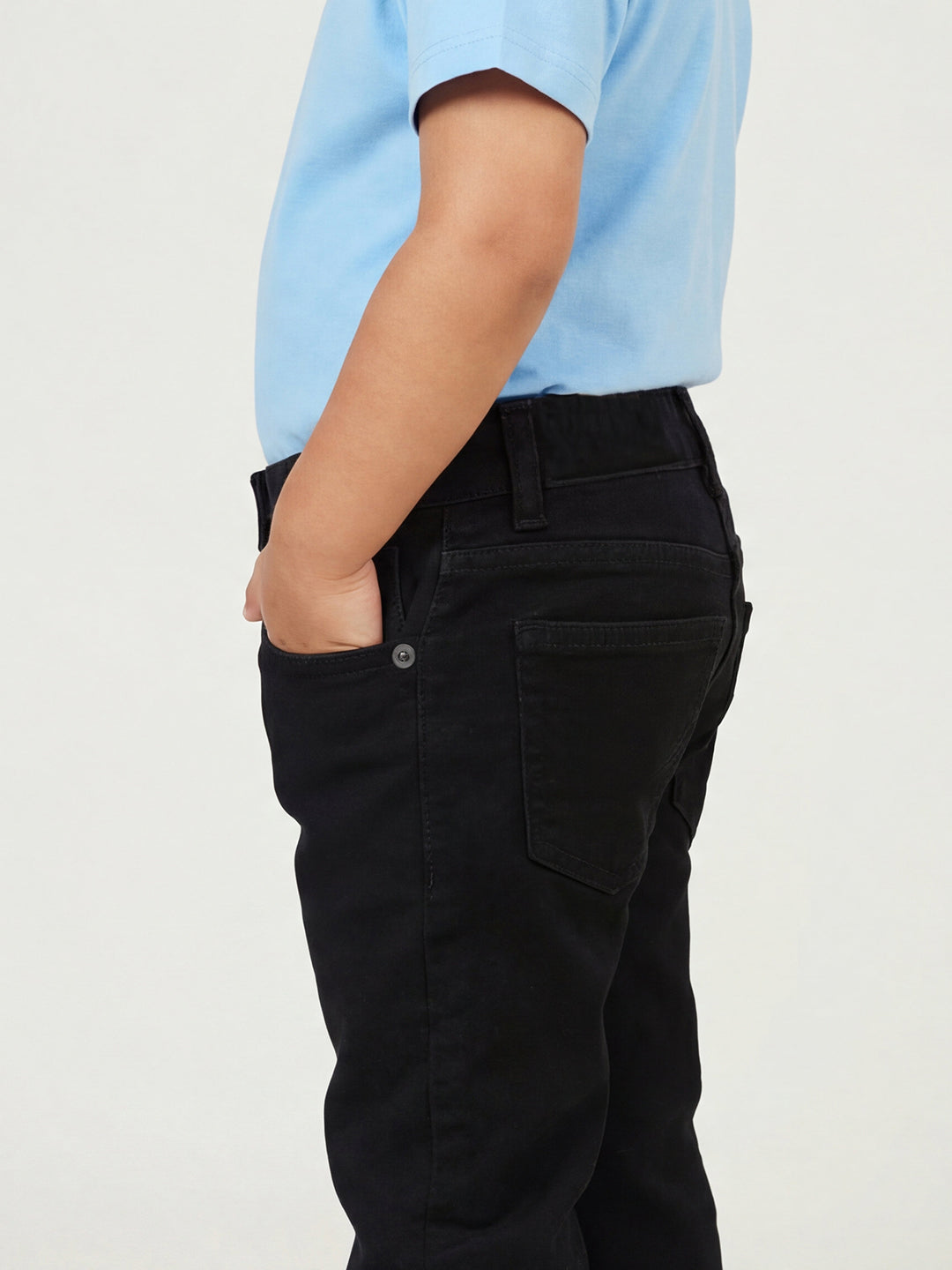 Black Cotton Slim Fit Stretchable Jeans for Boys
