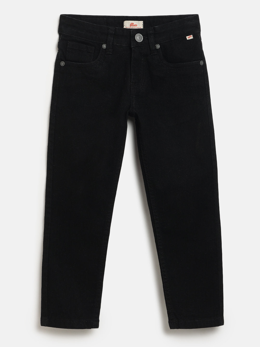 Black Cotton Slim Fit Stretchable Jeans for Boys