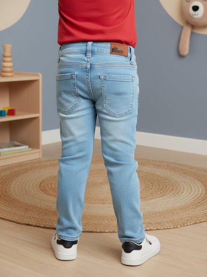 Light Blue Cotton Slim Fit Stretchable Jeans for Boys