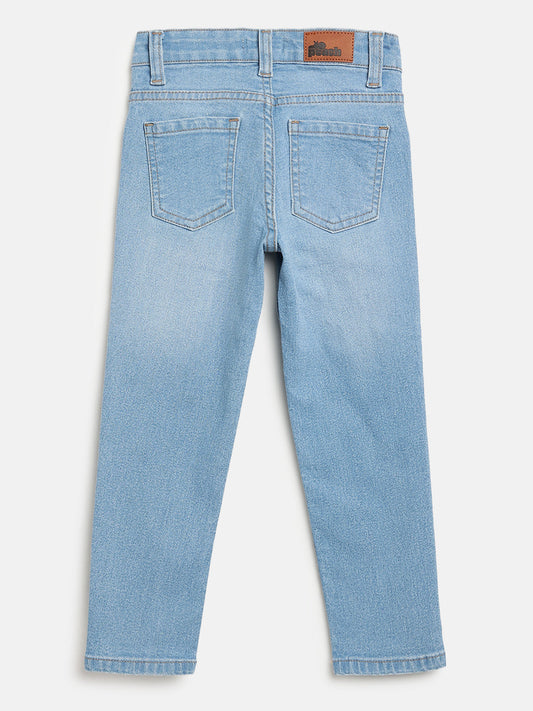 Light Blue Cotton Slim Fit Stretchable Jeans for Boys