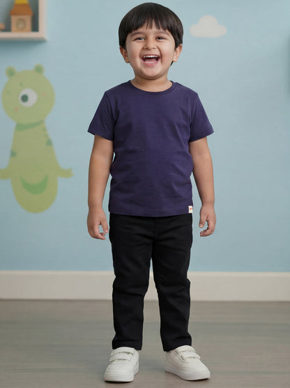 Black Cotton Relaxed Fit Jeans for Boys