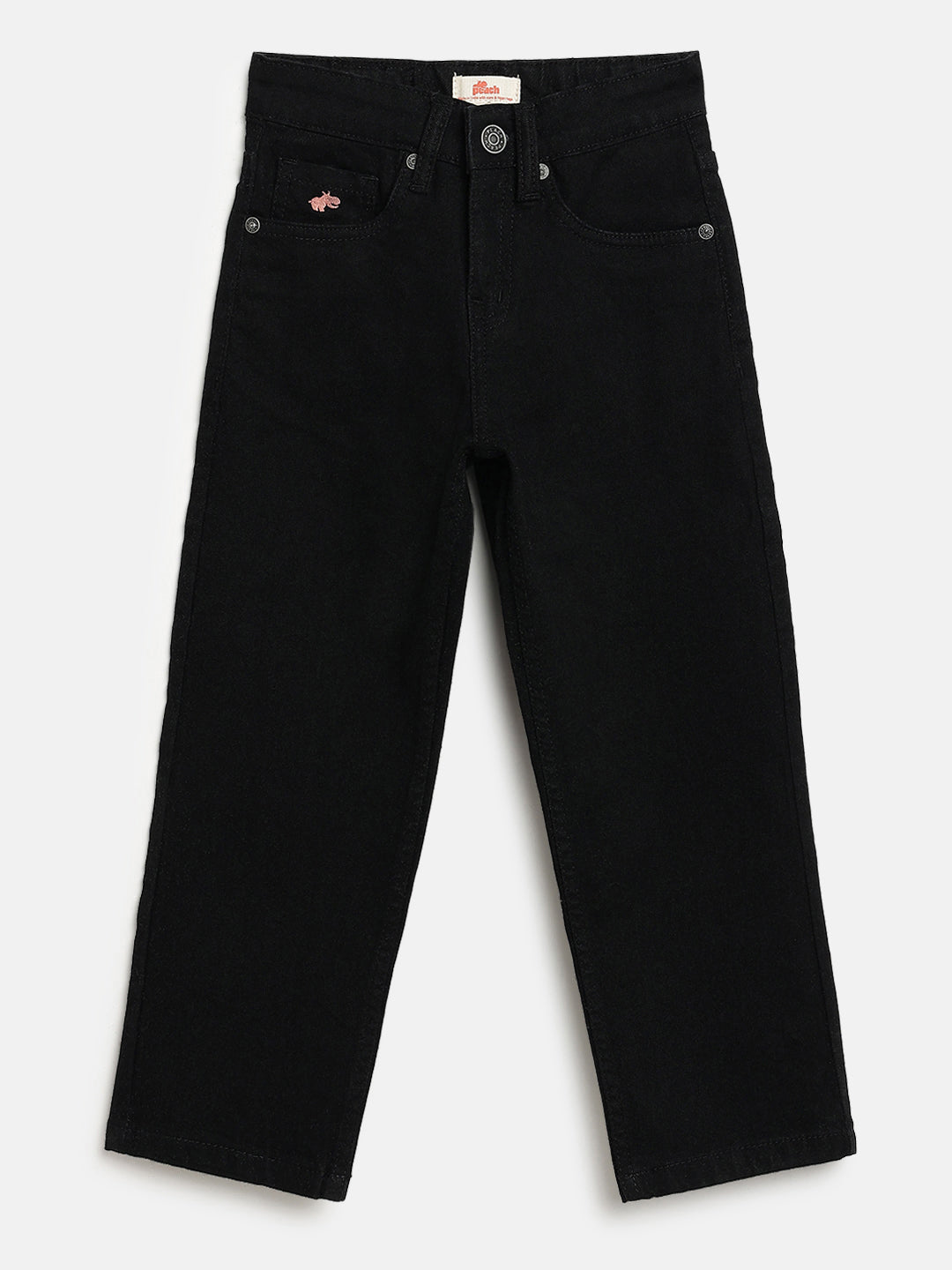 Black Cotton Relaxed Fit Jeans for Boys