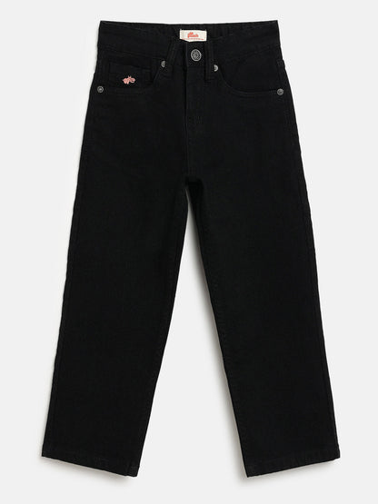 Black Cotton Relaxed Fit Jeans for Boys