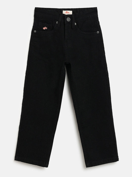 Black Cotton Relaxed Fit Jeans for Boys