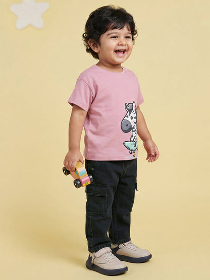 Black 100% Cotton Functional and Stylish Cargo Jeans for Boys