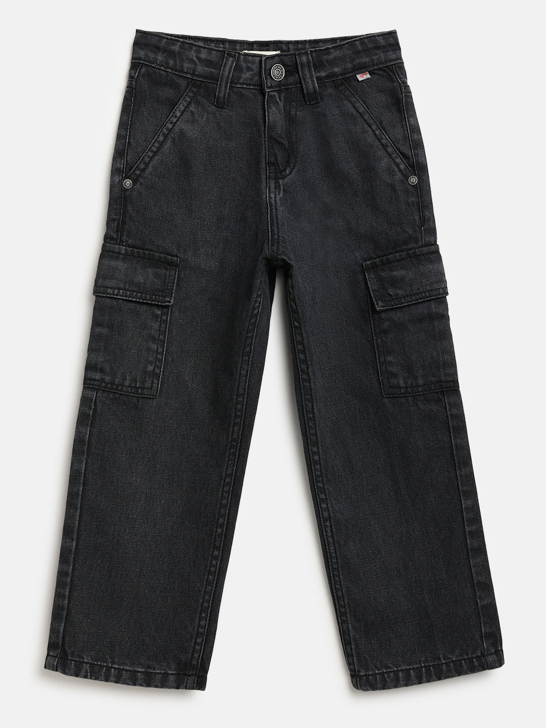 Black 100% Cotton Functional and Stylish Cargo Jeans for Boys