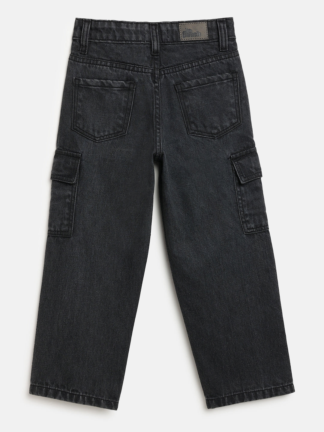 Black 100% Cotton Functional and Stylish Cargo Jeans for Boys