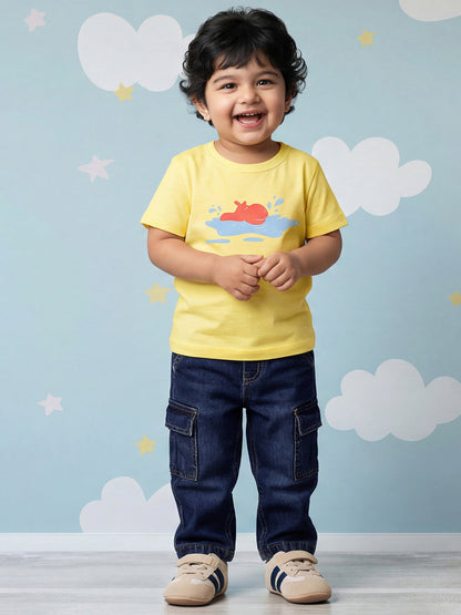 Indigo 100% Cotton Functional and Stylish Cargo Jeans for Boys