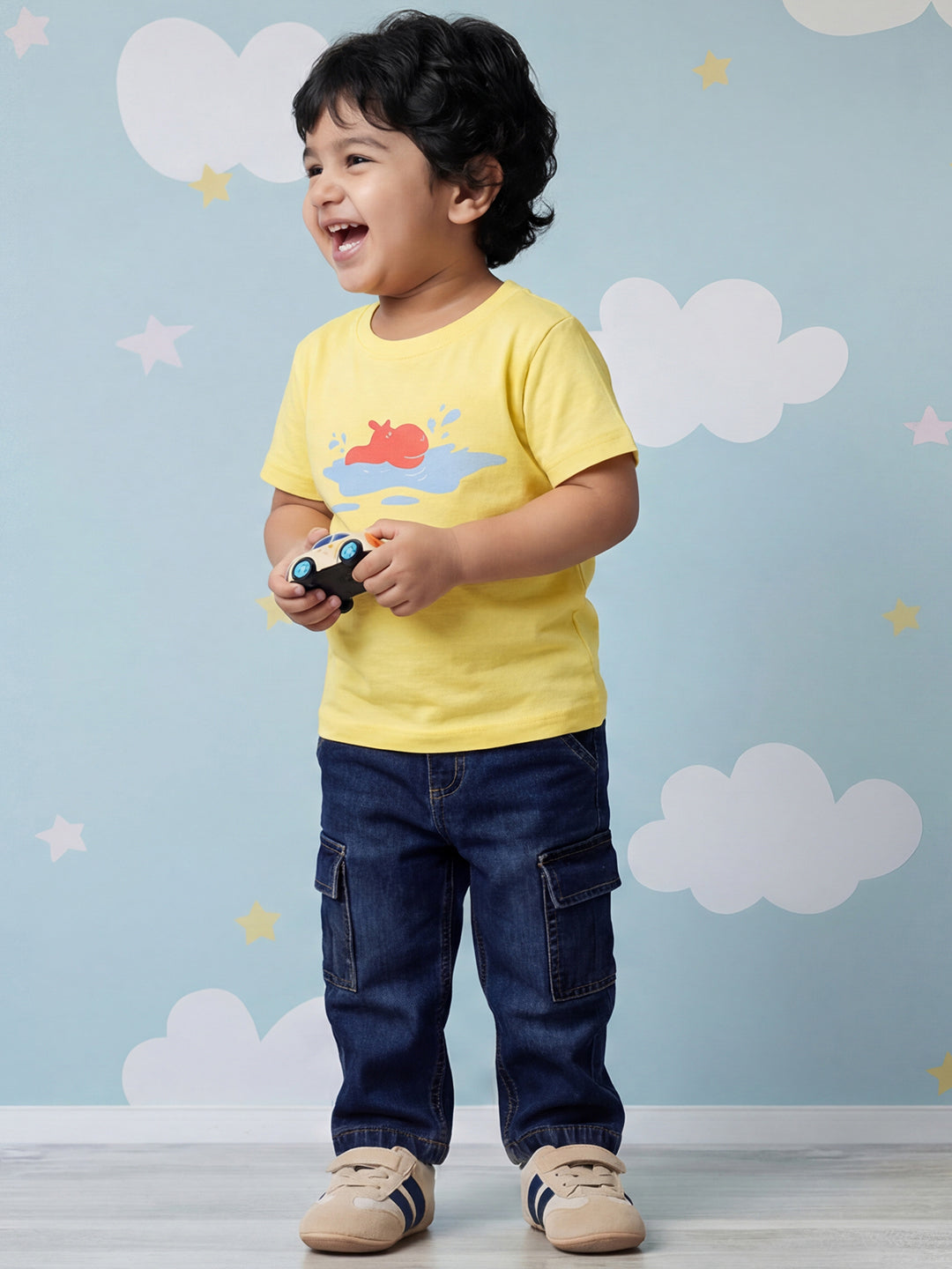 Indigo 100% Cotton Functional and Stylish Cargo Jeans for Boys