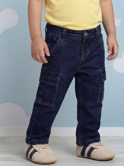 Indigo 100% Cotton Functional and Stylish Cargo Jeans for Boys