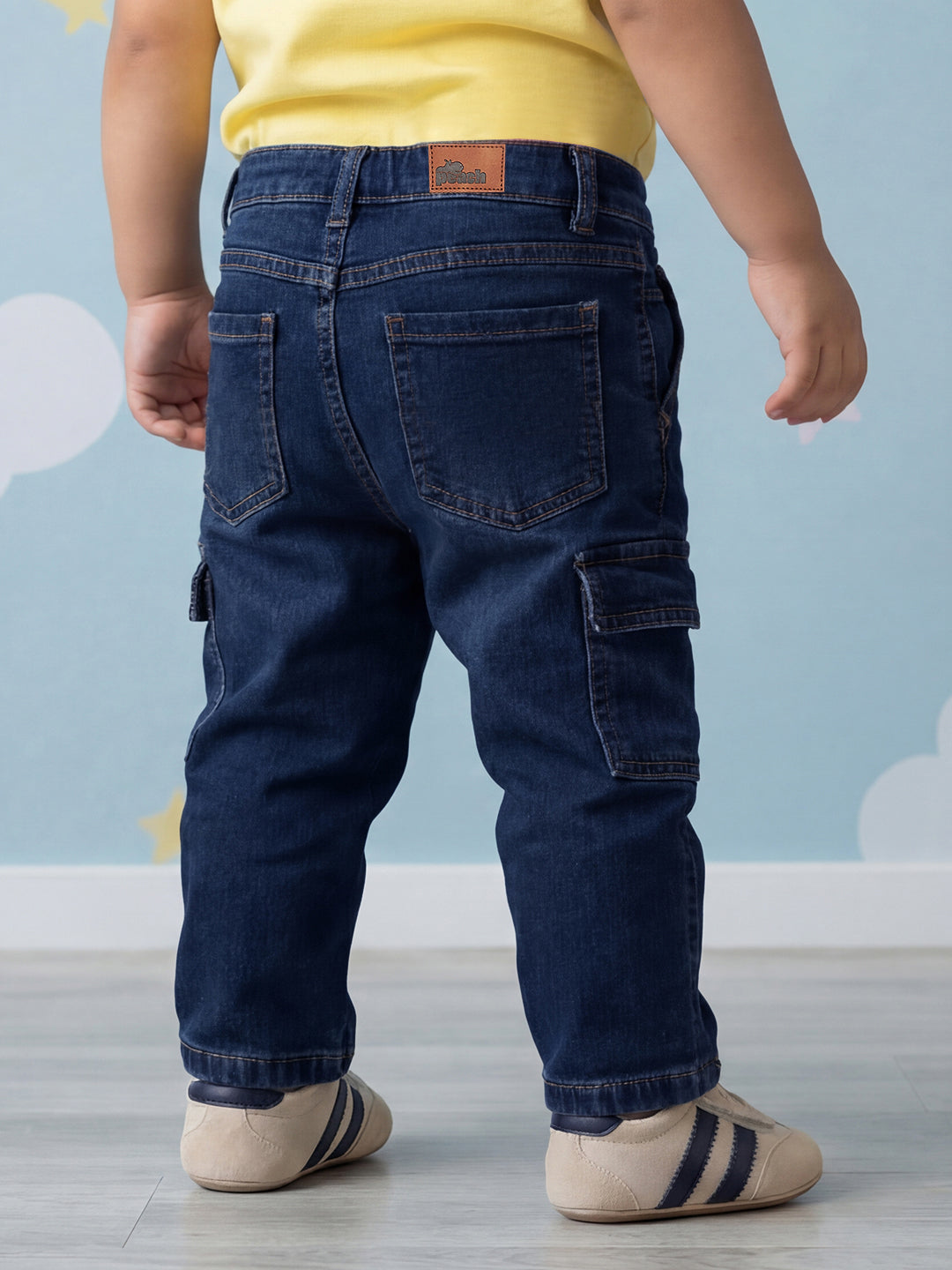 Indigo 100% Cotton Functional and Stylish Cargo Jeans for Boys