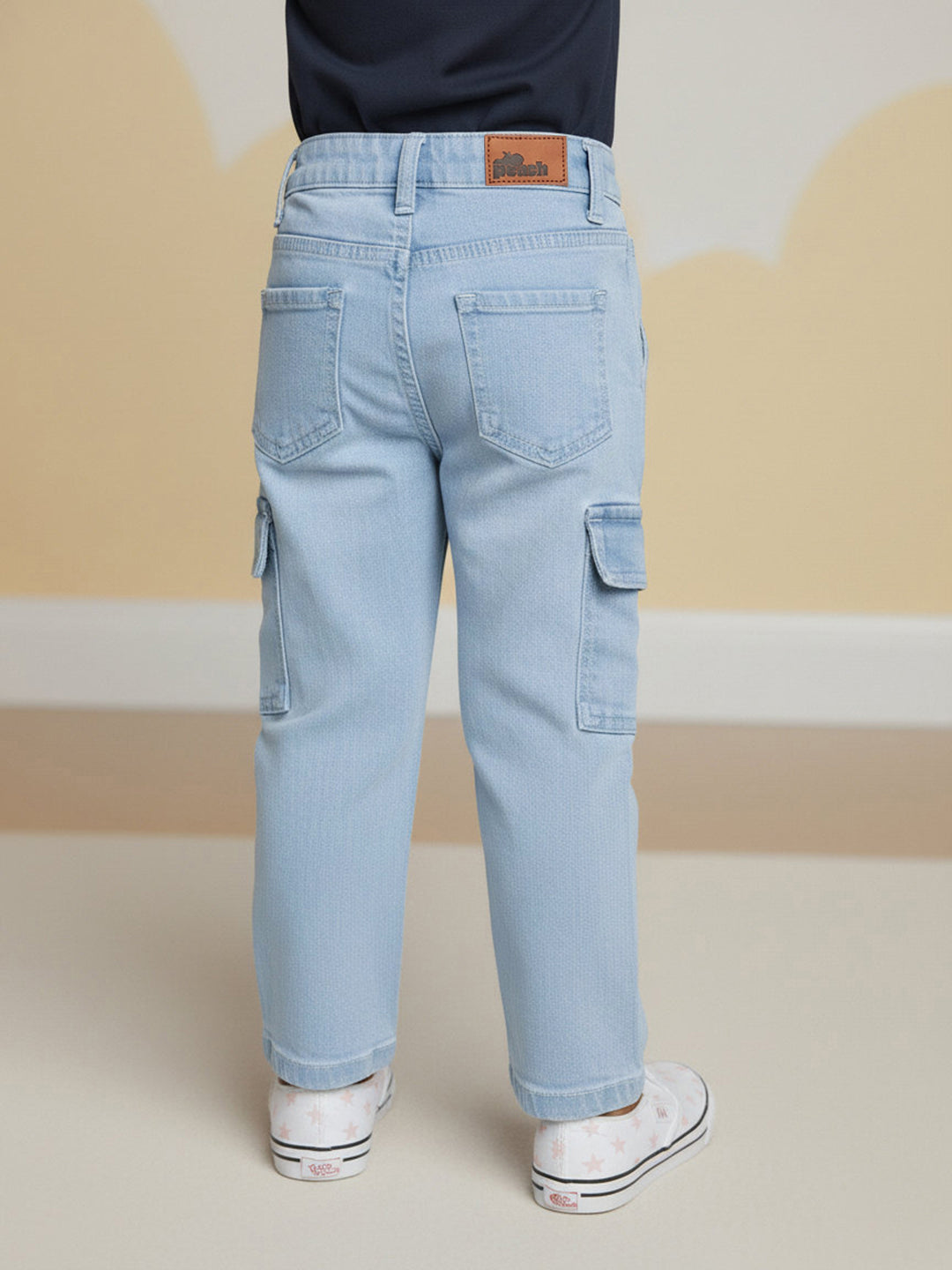 Light Blue 100% Cotton Functional and Stylish Cargo Jeans for Boys