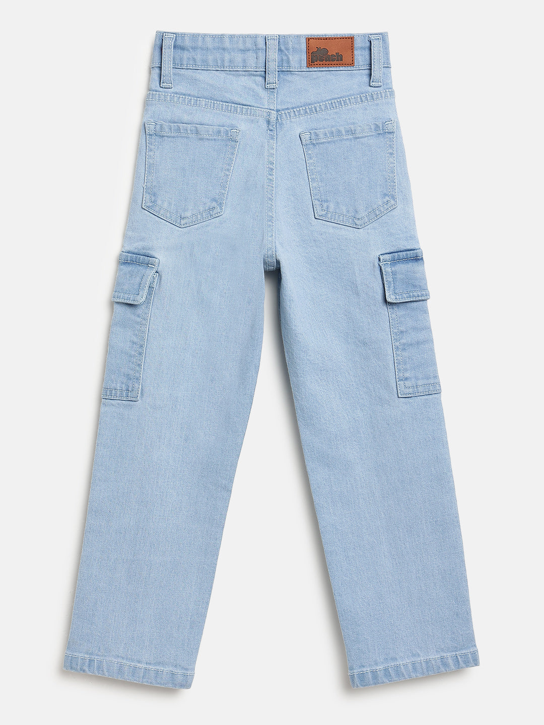 Light Blue 100% Cotton Functional and Stylish Cargo Jeans for Boys