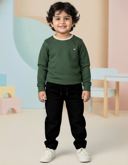Black Cotton Jogger Jeans for Boys