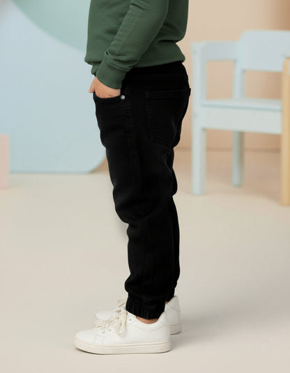 Black Cotton Jogger Jeans for Boys