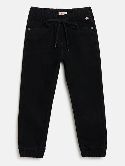 Black Cotton Jogger Jeans for Boys