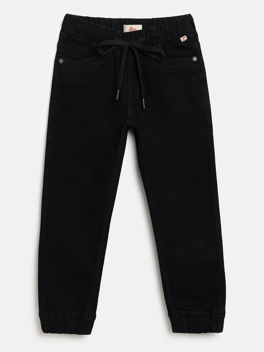 Black Cotton Jogger Jeans for Boys