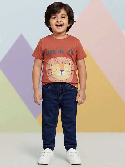 Indigo Cotton Jogger Jeans for Boys