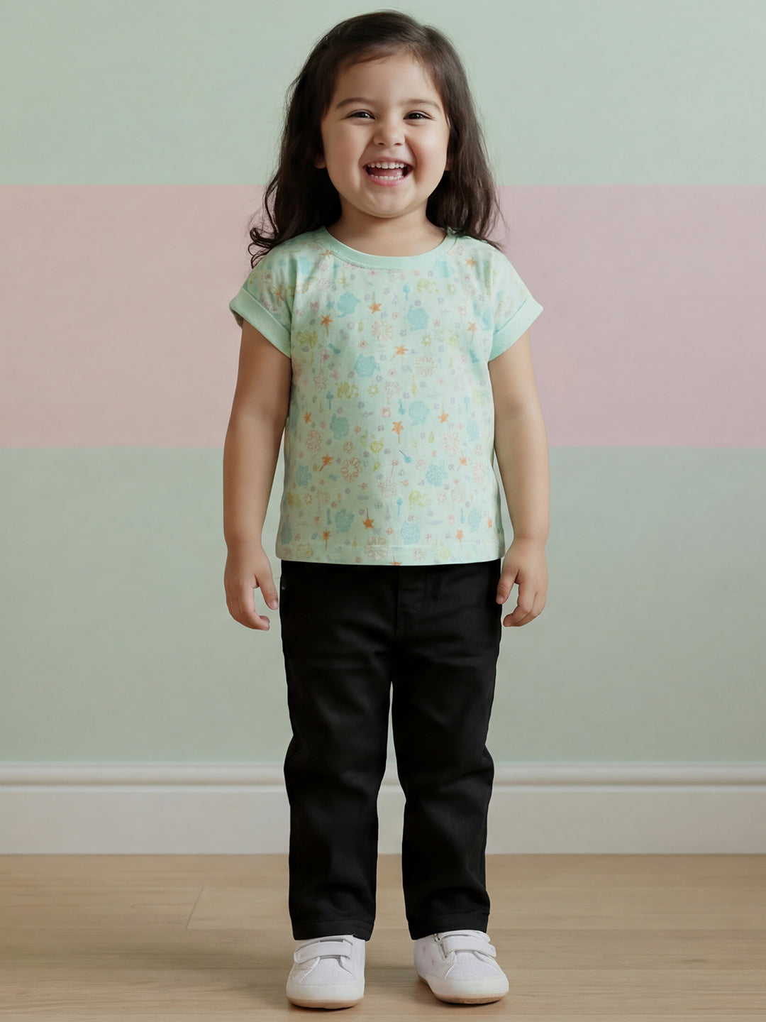 Black 100% Cotton Wide Leg Jeans for Girls