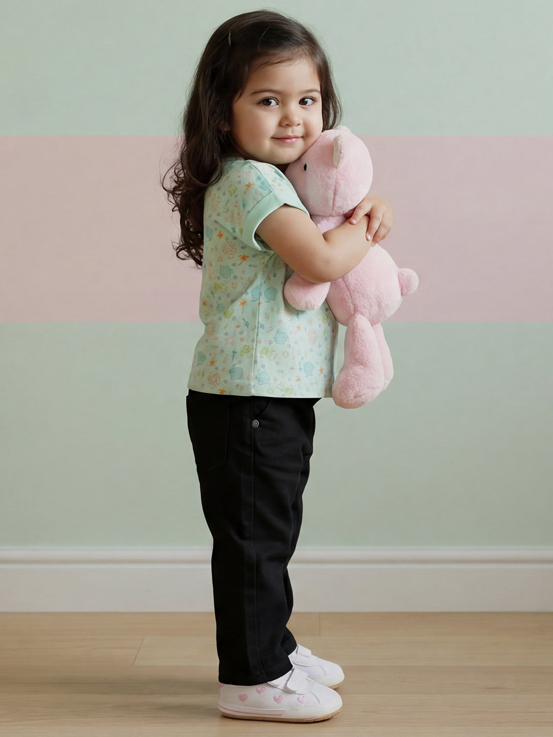 Black 100% Cotton Wide Leg Jeans for Girls