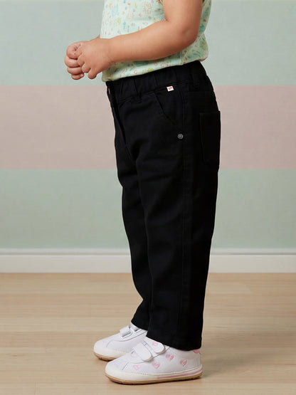 Black 100% Cotton Wide Leg Jeans for Girls