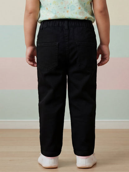 Black 100% Cotton Wide Leg Jeans for Girls